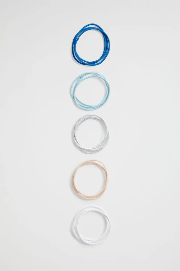 Hair Accessories Woman Seed Heritage Skinny Hair Tie Pack Shimmer Blue