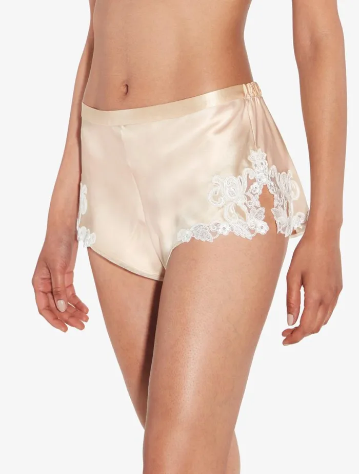 Halo Silk Sleep Shorts With Frastaglio Sleepwear La Perla Pajamas