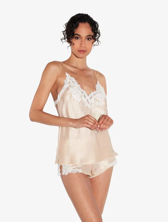Halo Silk Sleep Shorts With Frastaglio Sleepwear La Perla Pajamas