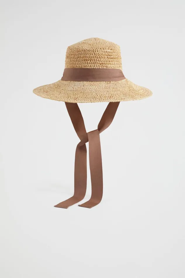 Hats and Gloves Woman Seed Heritage Raffia Bucket Hat Natural