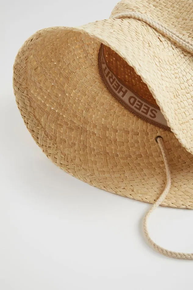 Hats and Gloves Woman Seed Heritage Wide Brim Straw Fedora Natural