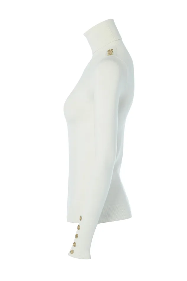 Holland Cooper Buttoned Knit Roll Neck Cream Women Knitwear Holland Cooper Buttoned Knit Roll Neck Cream Women Knitwear