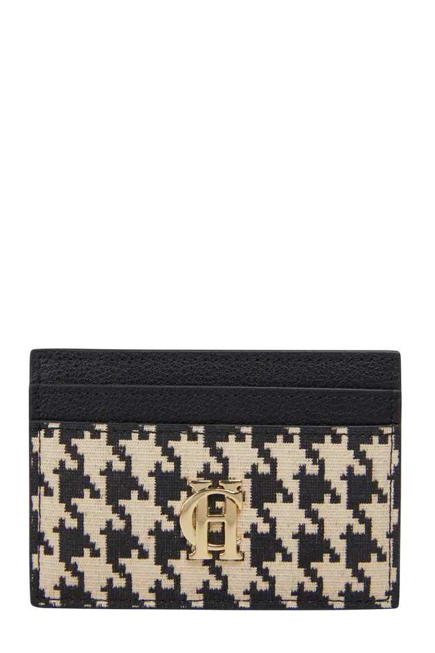 Holland Cooper Chelsea Card Holder Ecru Houndstooth Women Small Leather Goods