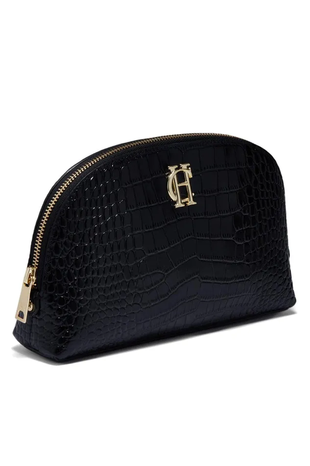 Holland Cooper Chelsea Makeup Bag Black Croc Women Small Leather Goods Holland Cooper Chelsea Makeup Bag Black Croc Women Small Leather Goods