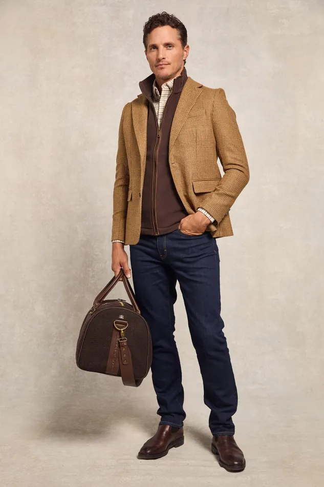 Holland Cooper Classic Button Down Shirt Cheltenham Camel Check Men Shirts