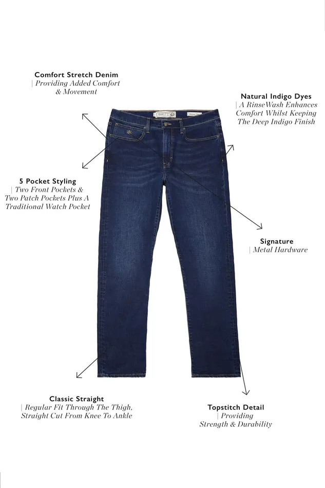 Holland Cooper Classic Straight Jean Washed Indigo Men Jeans