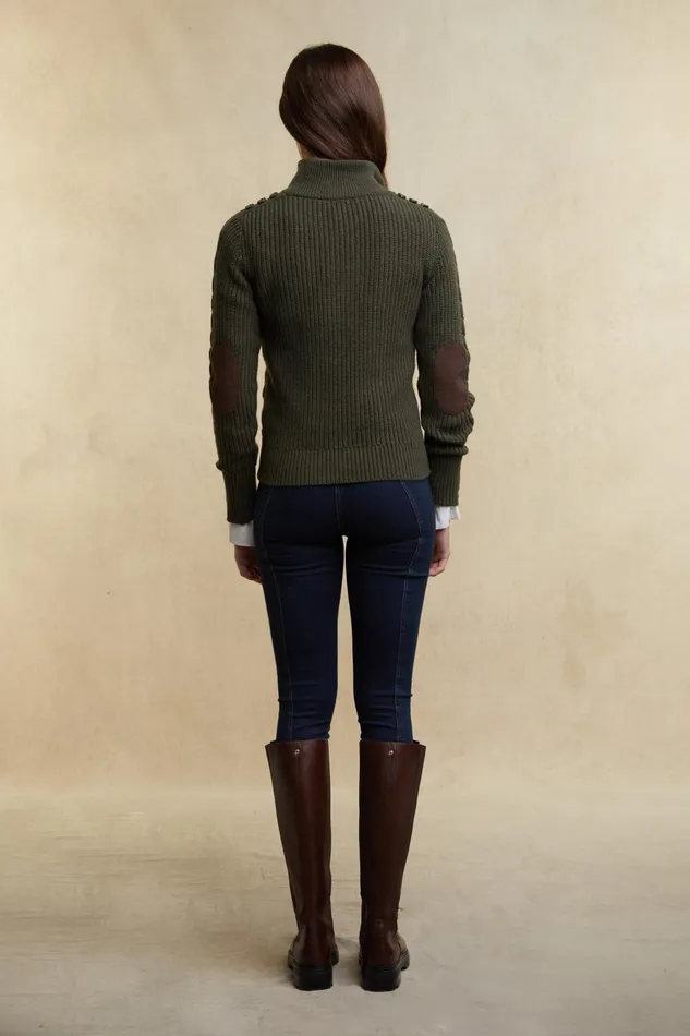 Holland Cooper Country Cable Quarter Zip Knit Forest Green Women Knitwear Holland Cooper Country Cable Quarter Zip Knit Forest Green Women Knitwear