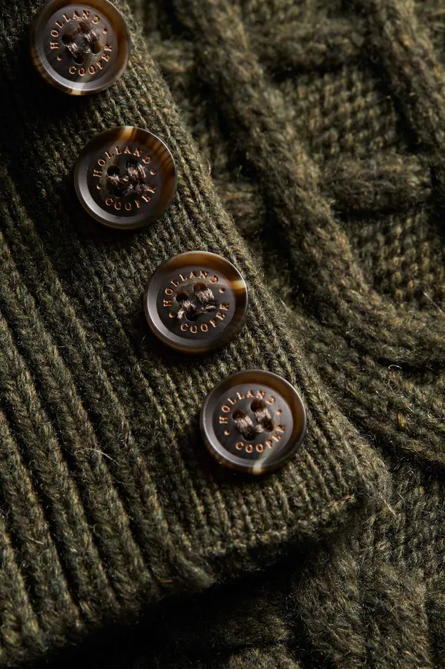 Holland Cooper Country Cable Quarter Zip Knit Forest Green Women Knitwear Holland Cooper Country Cable Quarter Zip Knit Forest Green Women Knitwear