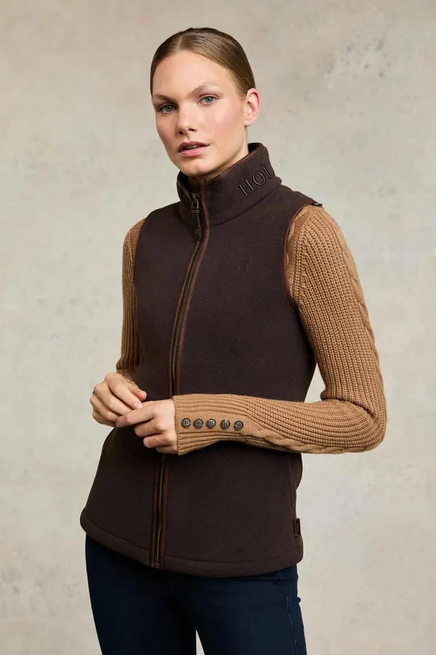 Holland Cooper Country Fleece Gilet Chocolate Women Fleeces