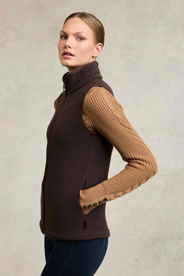 Holland Cooper Country Fleece Gilet Chocolate Women Fleeces
