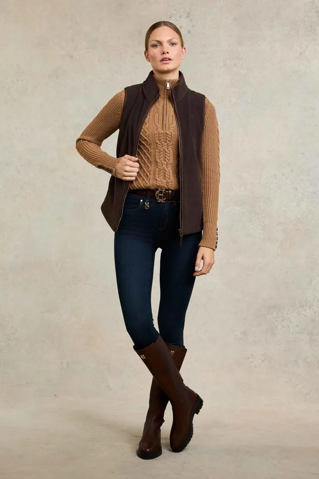 Holland Cooper Country Fleece Gilet Chocolate Women Fleeces