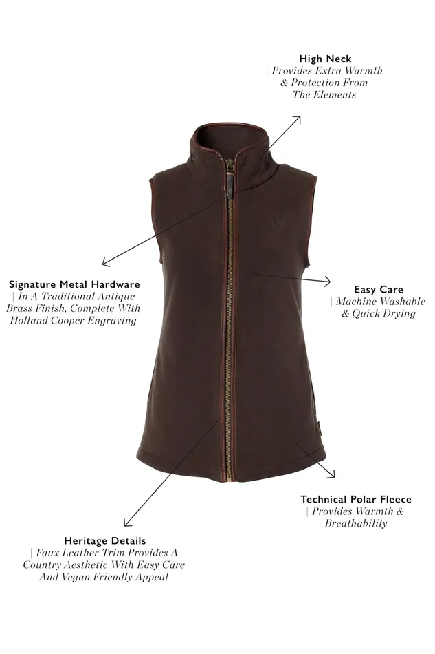 Holland Cooper Country Fleece Gilet Chocolate Women Fleeces