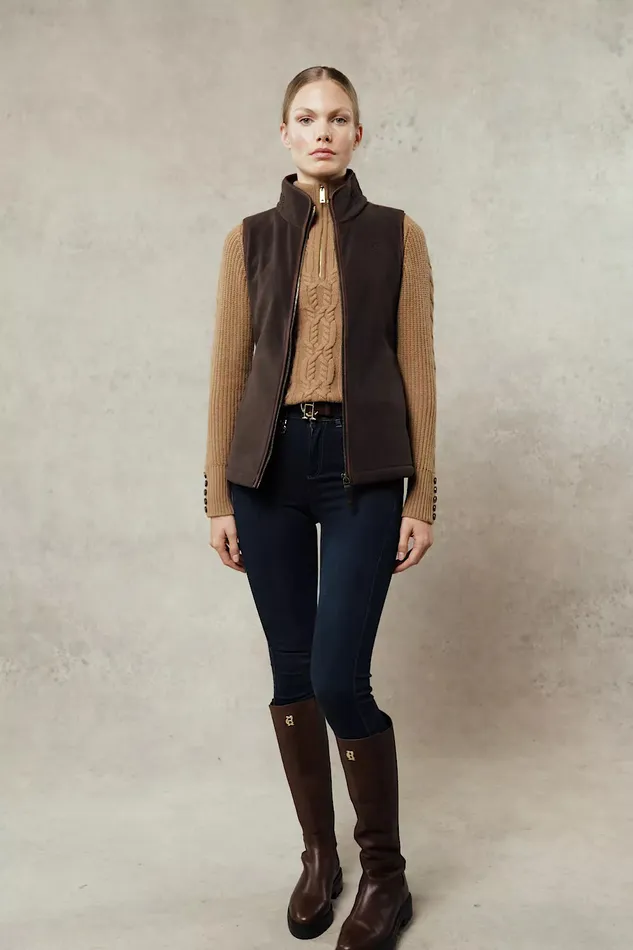 Holland Cooper Country Fleece Gilet Chocolate Women Fleeces