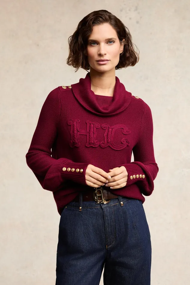 Holland Cooper Daisy Roll Neck Knit Wine Women Knitwear Holland Cooper Daisy Roll Neck Knit Wine Women Knitwear