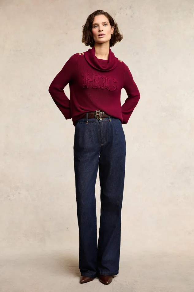 Holland Cooper Daisy Roll Neck Knit Wine Women Knitwear Holland Cooper Daisy Roll Neck Knit Wine Women Knitwear