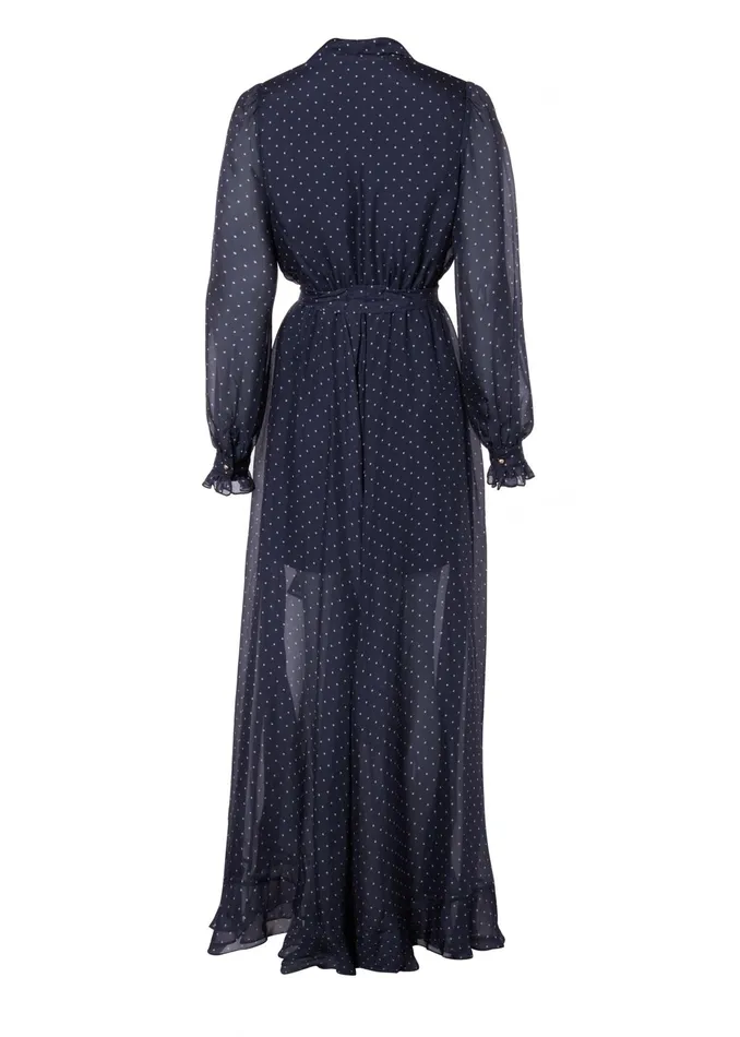 Holland Cooper Ellisa Maxi Dress Navy Polka Dot Women Dresses