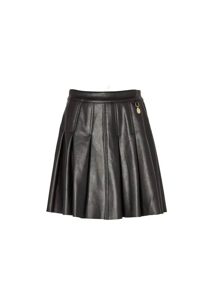 Holland Cooper Faux Leather Pleated Mini Skirt Women Skirts Holland Cooper Faux Leather Pleated Mini Skirt Women Skirts