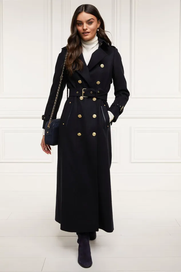 Holland Cooper Full Length Marlborough Trench Coat Soft Navy Women Tailoring