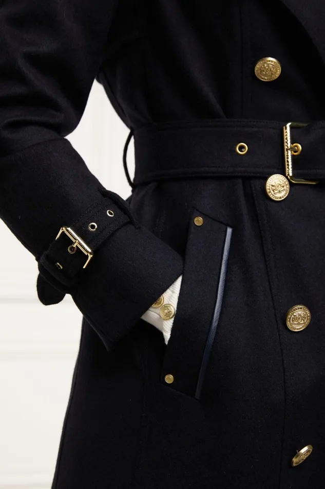 Holland Cooper Full Length Marlborough Trench Coat Soft Navy Women Tailoring