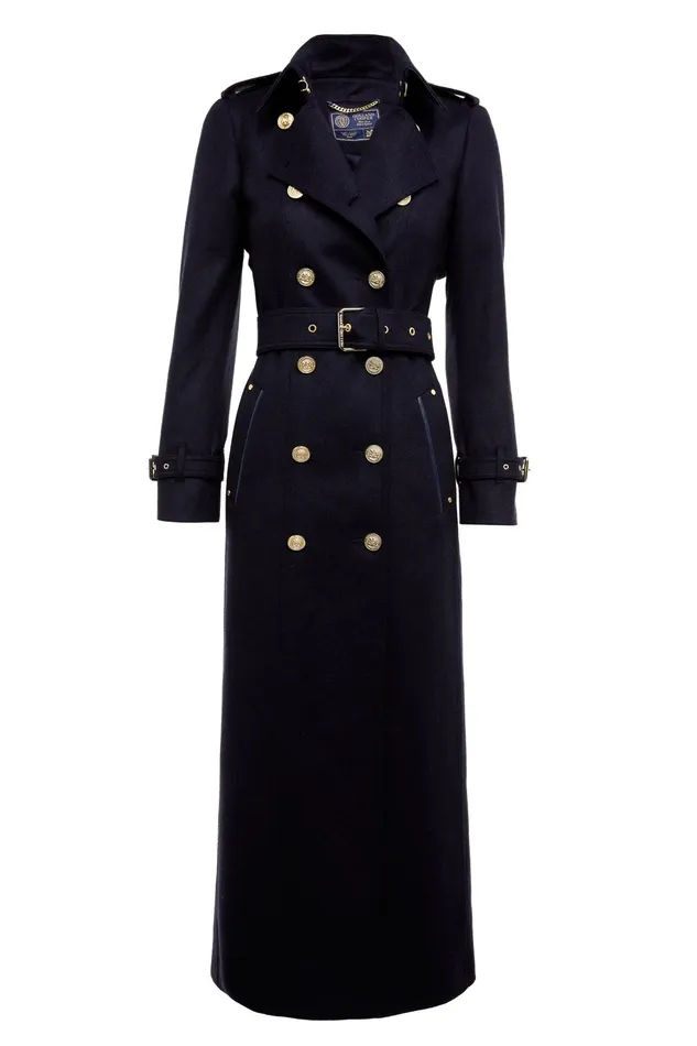 Holland Cooper Full Length Marlborough Trench Coat Soft Navy Women Tailoring