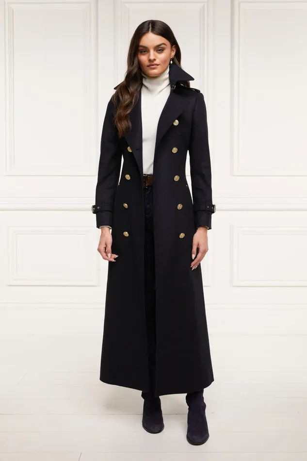 Holland Cooper Full Length Marlborough Trench Coat Soft Navy Women Tailoring