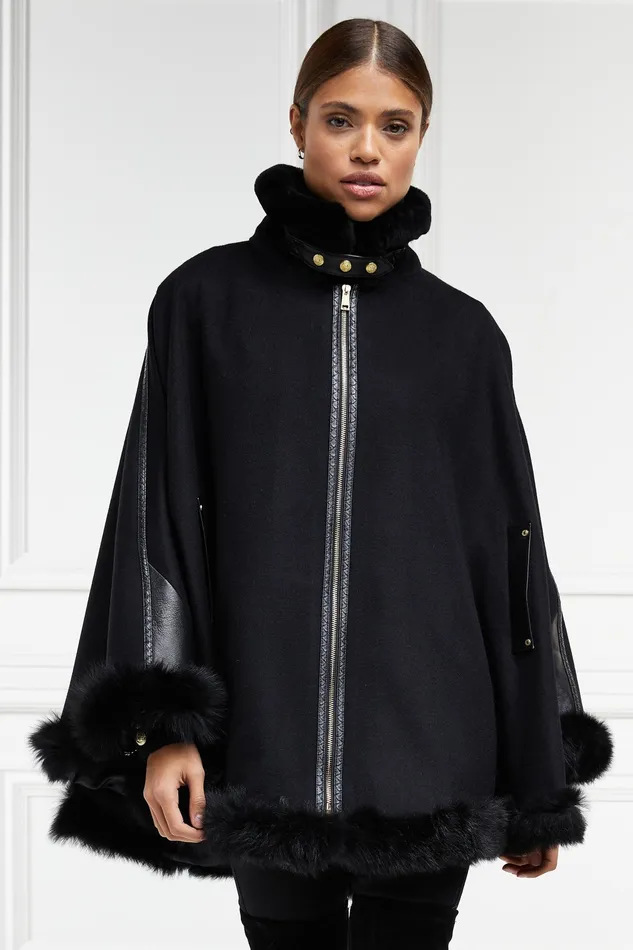 Holland Cooper Gold Label Chiltern Cape Soft Black Women Capes