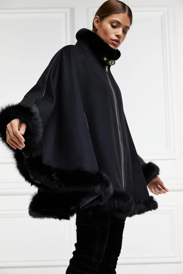 Holland Cooper Gold Label Chiltern Cape Soft Black Women Capes