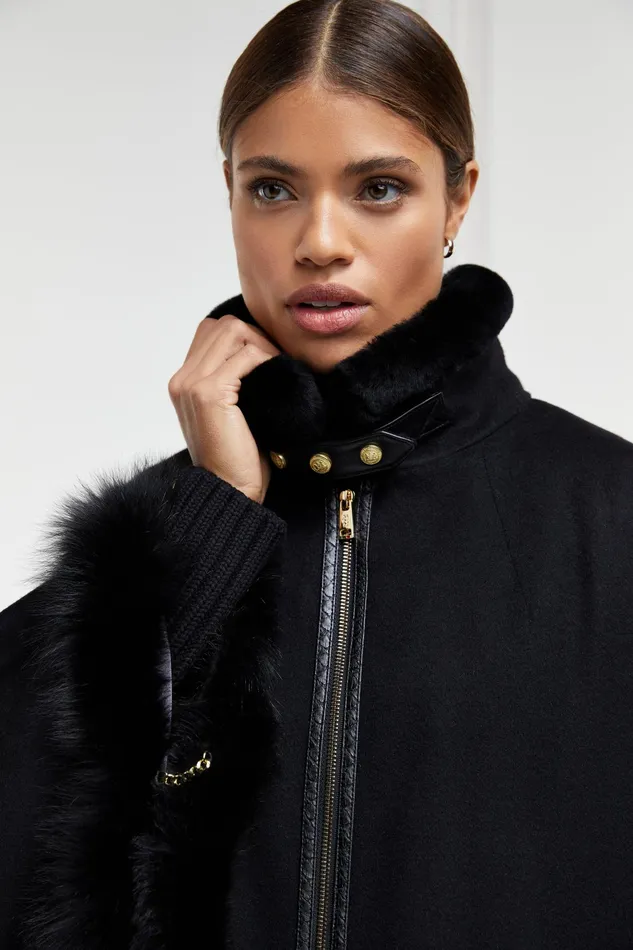 Holland Cooper Gold Label Chiltern Cape Soft Black Women Capes