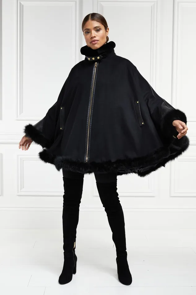 Holland Cooper Gold Label Chiltern Cape Soft Black Women Capes