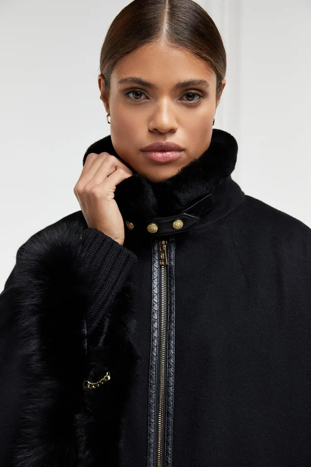 Holland Cooper Gold Label Chiltern Cape Soft Black Women Capes