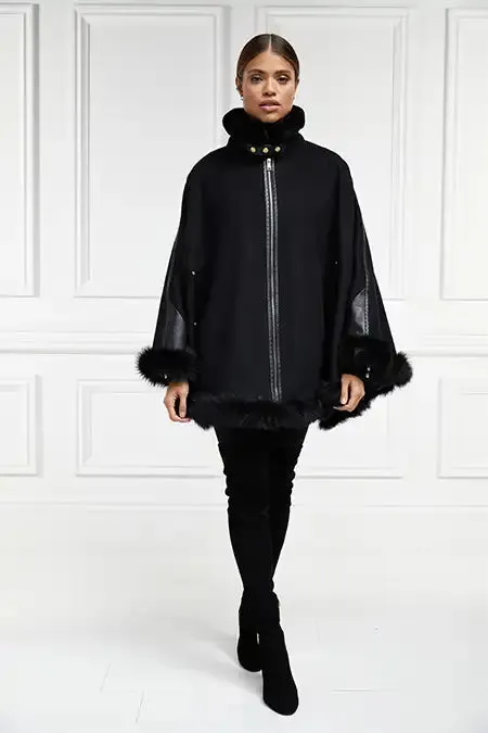 Holland Cooper Gold Label Chiltern Cape Soft Black Women Capes