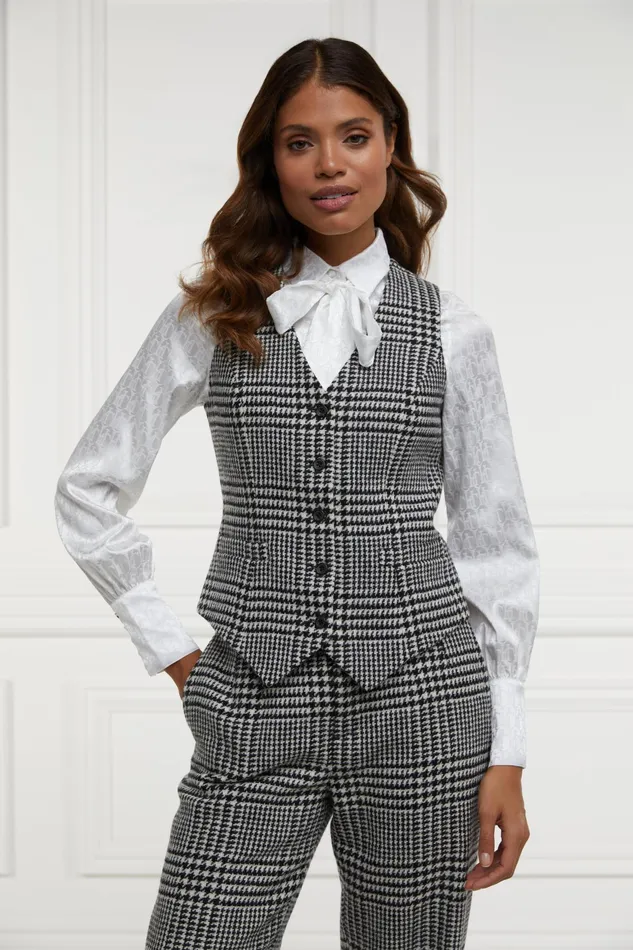 Holland Cooper Hampton Waistcoat Large Scale Prince Of Wales Mono Women Waistcoats