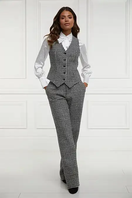 Holland Cooper Hampton Waistcoat Large Scale Prince Of Wales Mono Women Waistcoats