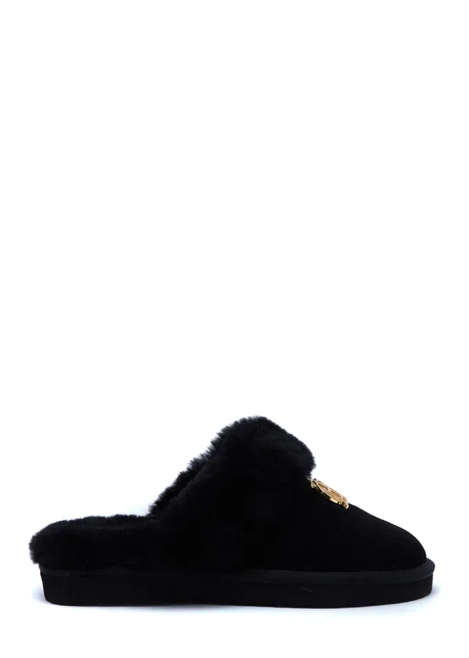 Holland Cooper HC Shearling Slipper Black Women Slippers