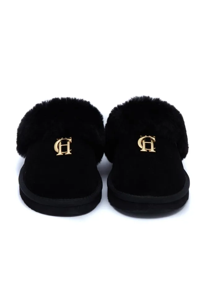 Holland Cooper HC Shearling Slipper Black Women Slippers