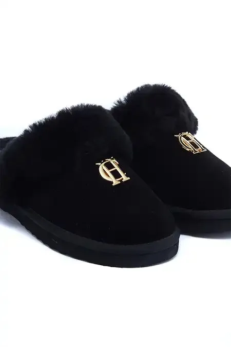 Holland Cooper HC Shearling Slipper Black Women Slippers