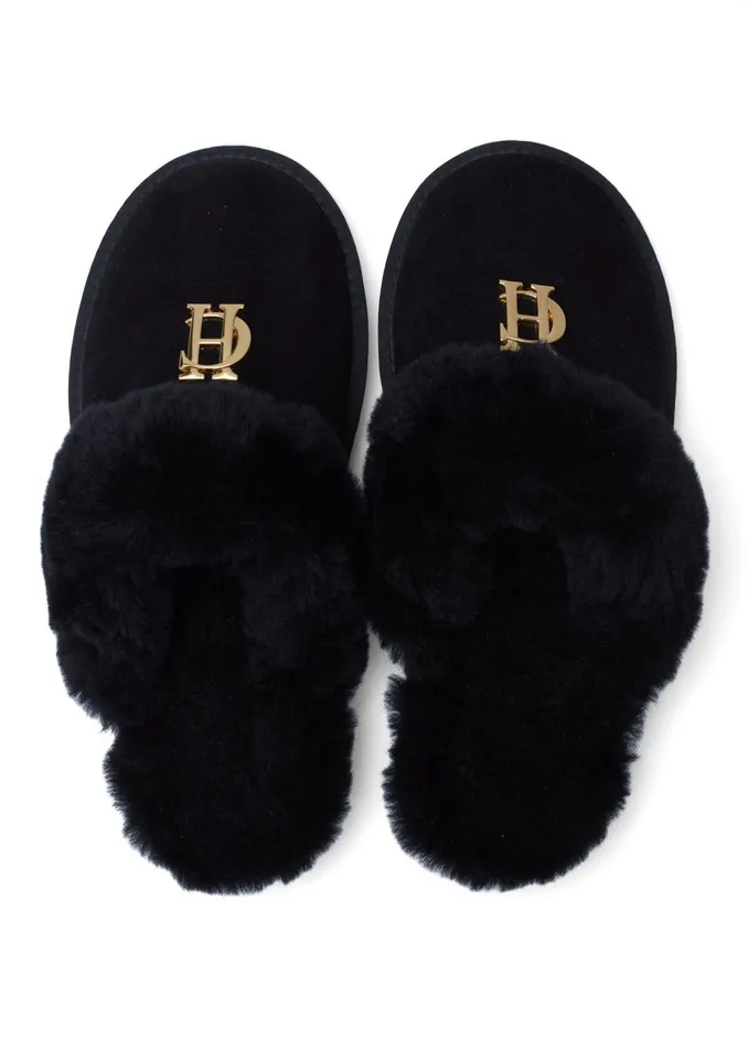 Holland Cooper HC Shearling Slipper Black Women Slippers