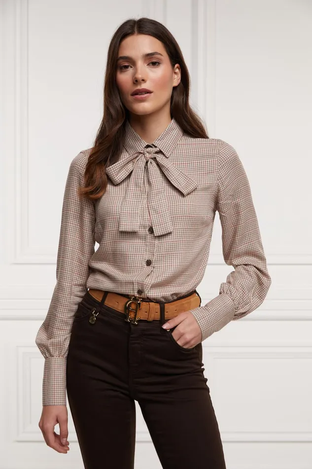 Holland Cooper Heritage Shirt Oatmeal Check Women Shirts and Blouses Holland Cooper Heritage Shirt Oatmeal Check Women Shirts and Blouses
