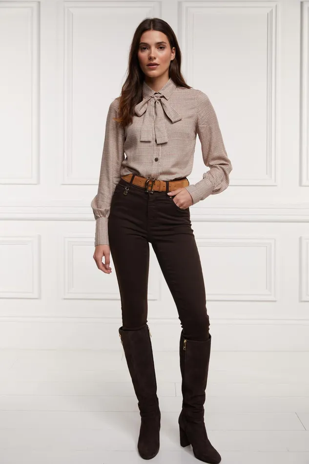 Holland Cooper Heritage Shirt Oatmeal Check Women Shirts and Blouses Holland Cooper Heritage Shirt Oatmeal Check Women Shirts and Blouses