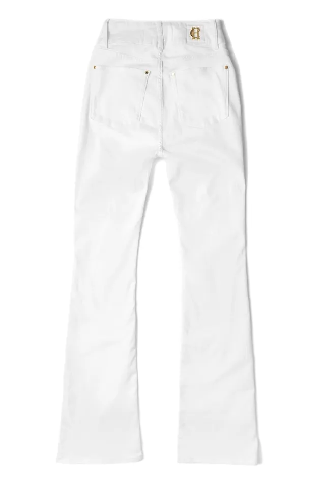 Holland Cooper High Rise Flared Jean White Women Jeans