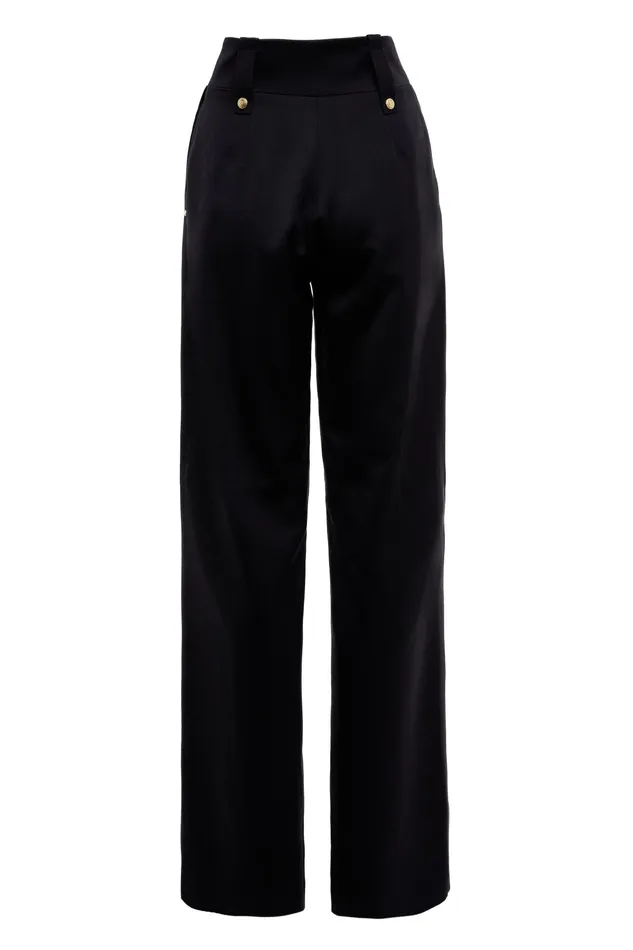 Holland Cooper High Waisted Straight Trouser Black Barathea Women Tailoring Holland Cooper High Waisted Straight Trouser Black Barathea Women Tailoring