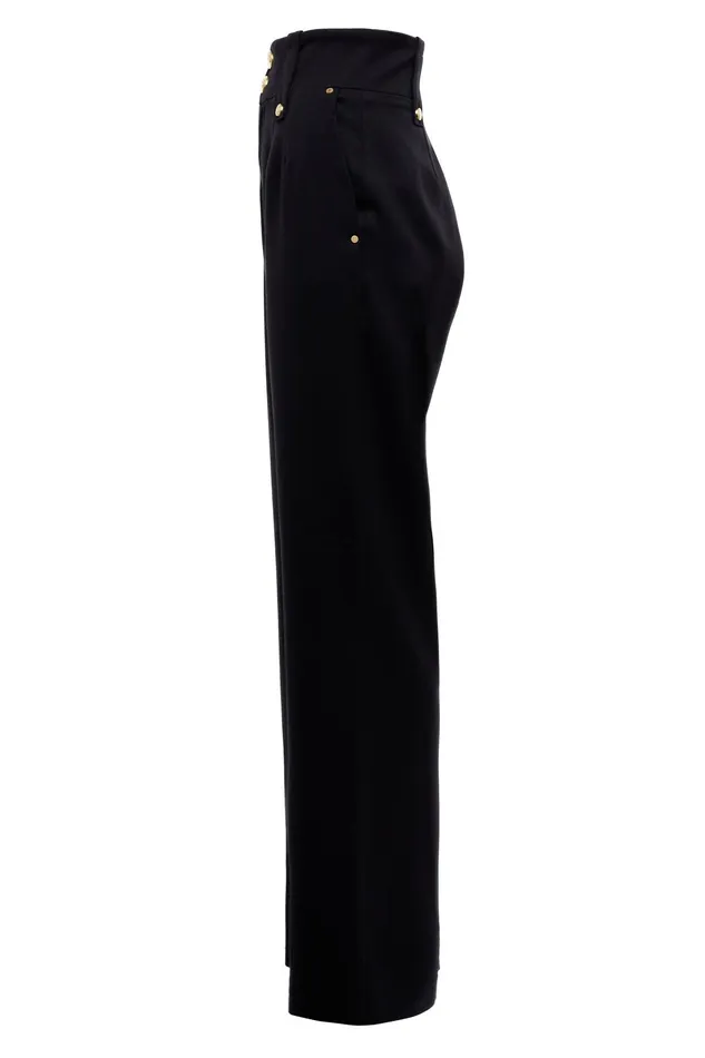 Holland Cooper High Waisted Straight Trouser Black Barathea Women Tailoring Holland Cooper High Waisted Straight Trouser Black Barathea Women Tailoring