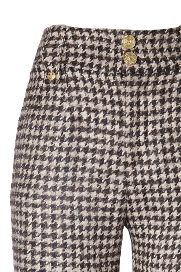 Holland Cooper High Waisted Straight Trouser Coffee Houndstooth Women Tailoring Holland Cooper High Waisted Straight Trouser Coffee Houndstooth Women Tailoring