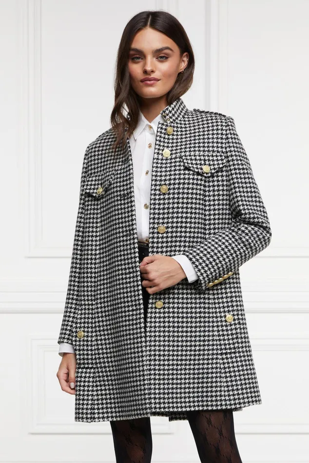 Holland Cooper Highbury Cape Coat Houndstooth Women Tailoring