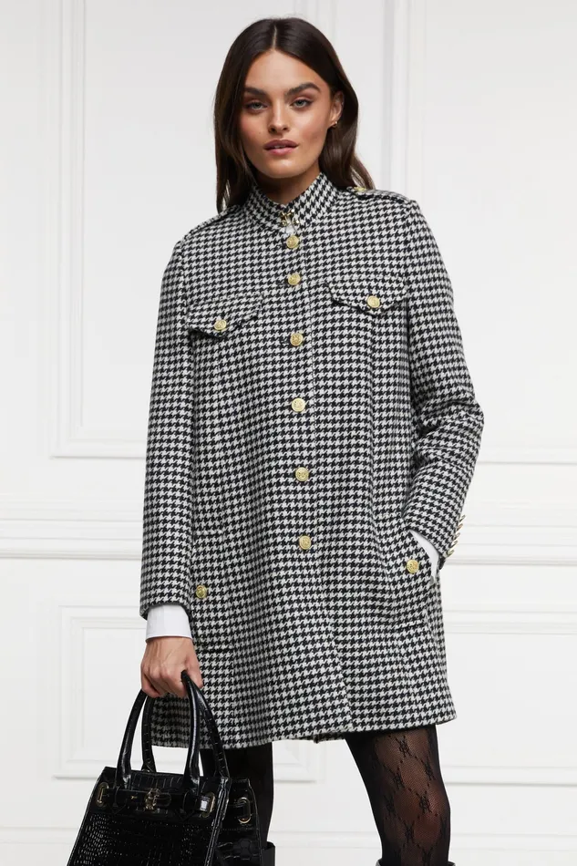 Holland Cooper Highbury Cape Coat Houndstooth Women Tailoring