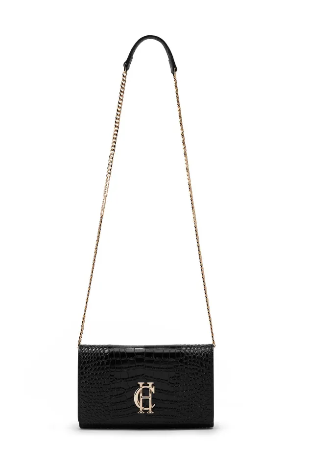 Holland Cooper Highbury Clutch Bag Black Gold Women Clutch Bags Holland Cooper Highbury Clutch Bag Black Gold Women Clutch Bags