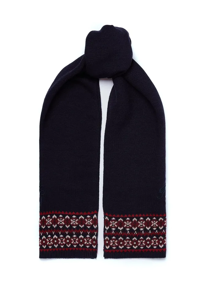 Holland Cooper Jennifer Fairisle Scarf Ink Navy Women Scarves
