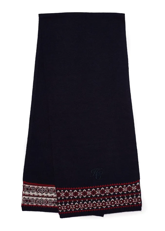 Holland Cooper Jennifer Fairisle Scarf Ink Navy Women Scarves Holland Cooper Jennifer Fairisle Scarf Ink Navy Women Scarves