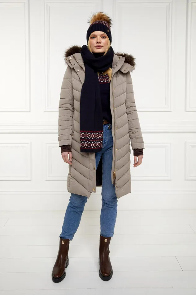 Holland Cooper Jennifer Fairisle Scarf Ink Navy Women Scarves Holland Cooper Jennifer Fairisle Scarf Ink Navy Women Scarves