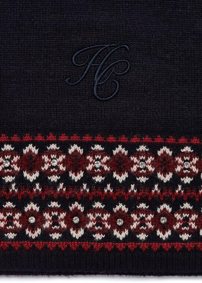 Holland Cooper Jennifer Fairisle Scarf Ink Navy Women Scarves Holland Cooper Jennifer Fairisle Scarf Ink Navy Women Scarves